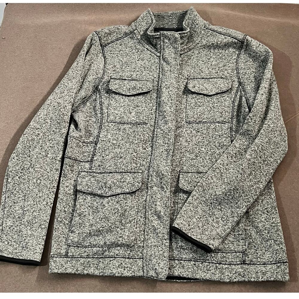Eddie Bauer Heathered Gray Full Zip Fleece Jacket 4 Front Pockets Women's XL - Picture 4 of 12